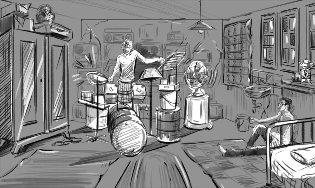 draaiboek tekening East of Noon